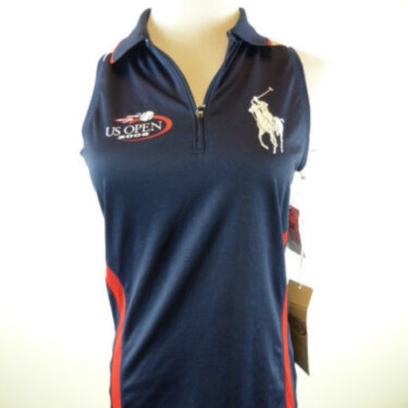 POLO RALPH LAUREN RLX US OPEN tennis top sleeveless big pony S 2008 NWT Navy - Picture 1 of 3